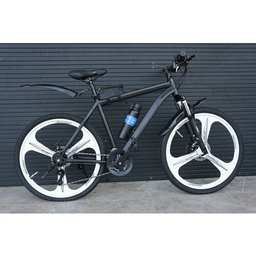 Велосипед RICHIESTO 26 на литых дисках ТРИ луча Горный Спортивный Унисекс черный матовый 25500₽