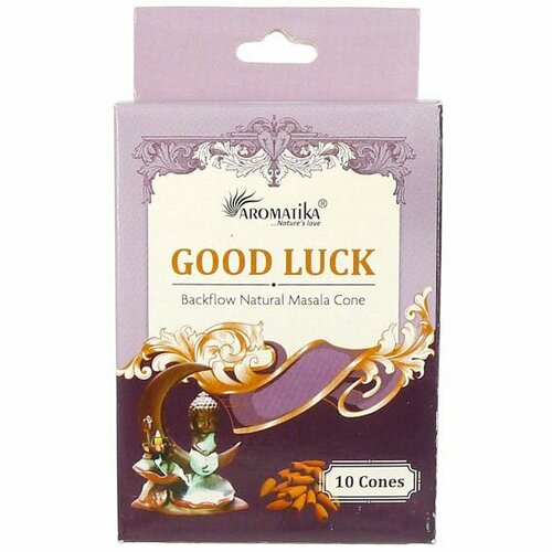 GOOD LUCK Backflow Natural Masala Cone, Aromatika (удача стелющийся дым, Ароматика), 10 конусов.