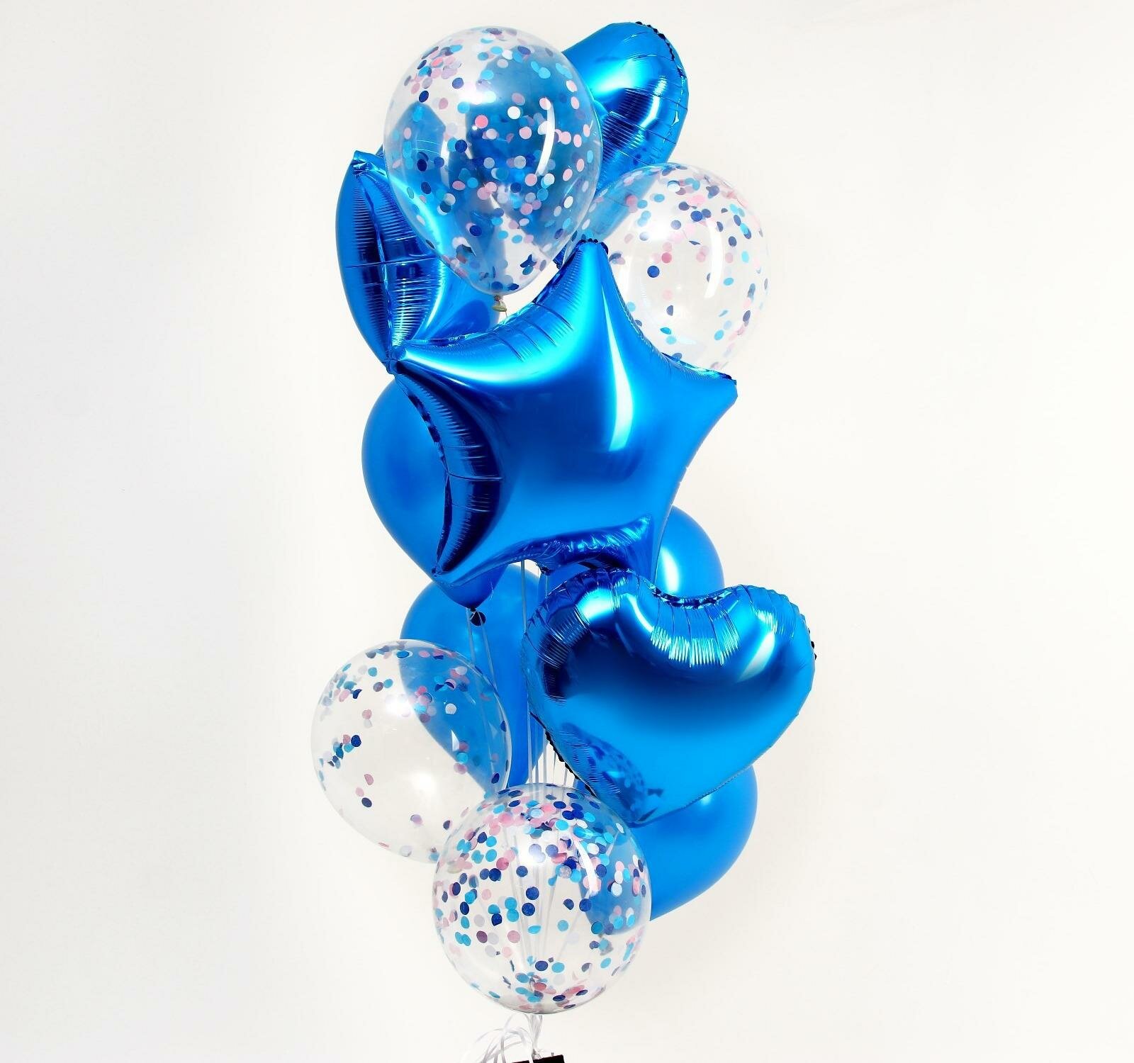 Букет из шаров "Романтика", фольга, латекс, синий, набор из 14 шт.