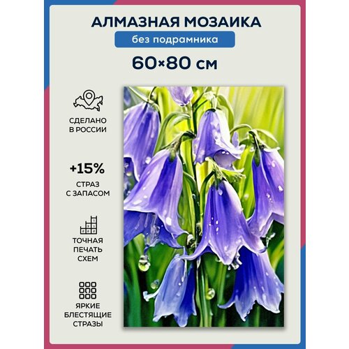 Алмазная мозаика 60x80 Цветы колокольчики без подрамника