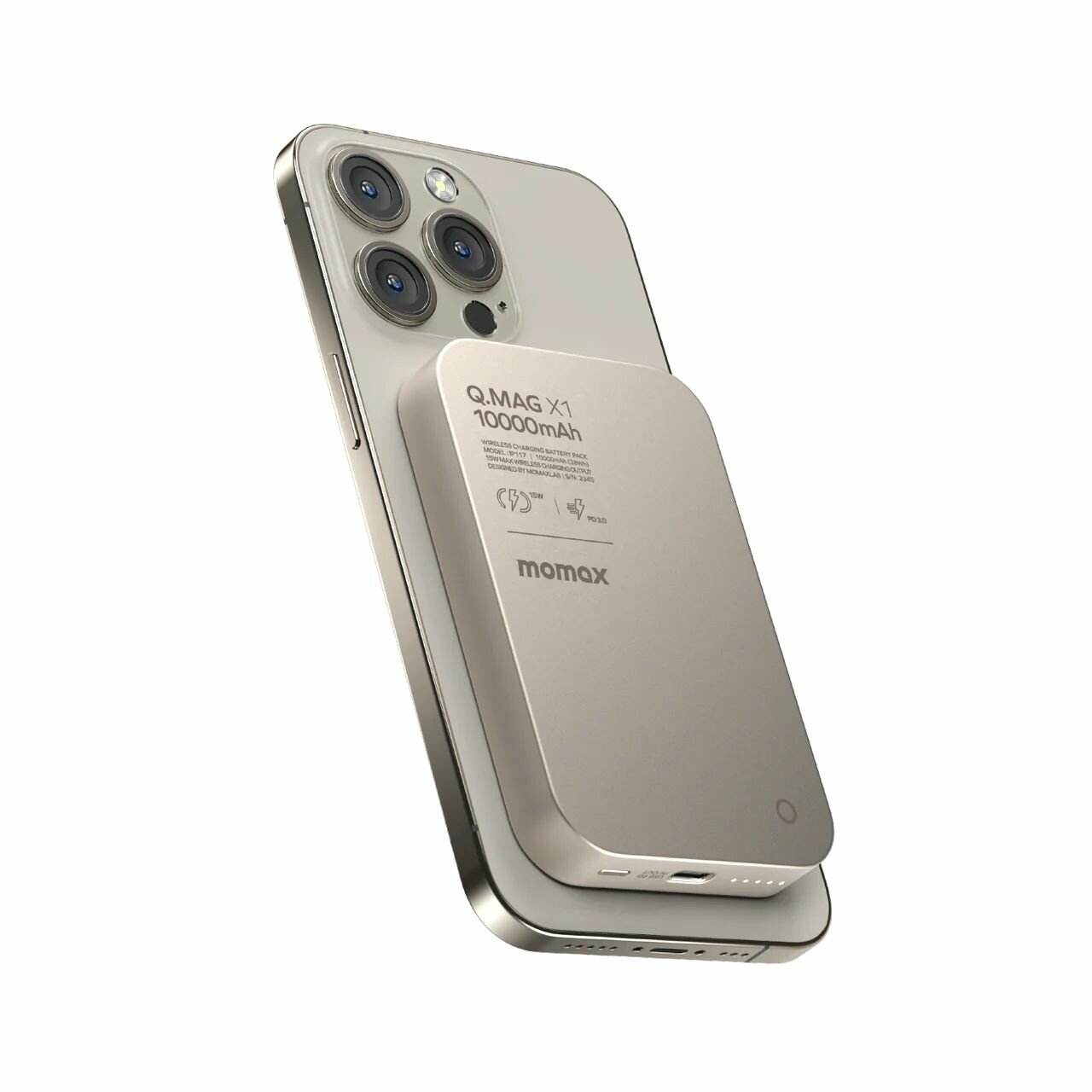 Беспроводной дополнительный аккумулятор (MagSafe) Momax Q.Mag X1 10000 Ультратонкий Titanium