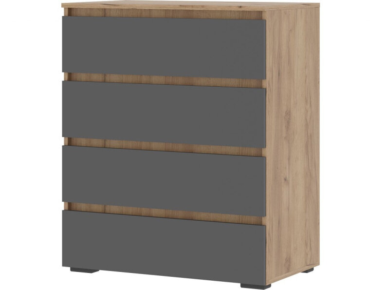 фото Комод «Хелен» КМ-02, 4 ящика, графит/дуб крафт золотой