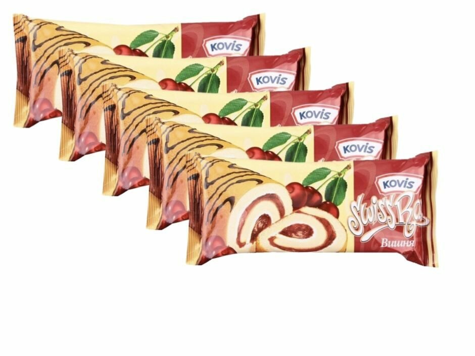 Kovis Рулет Swiss Roll Вишня, 175 г х 5 шт