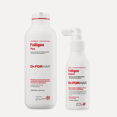 Изображение товара Набор против выпадения волос (шампунь и тоник) Dr For Hair Folligen, 500 мл + 120 мл