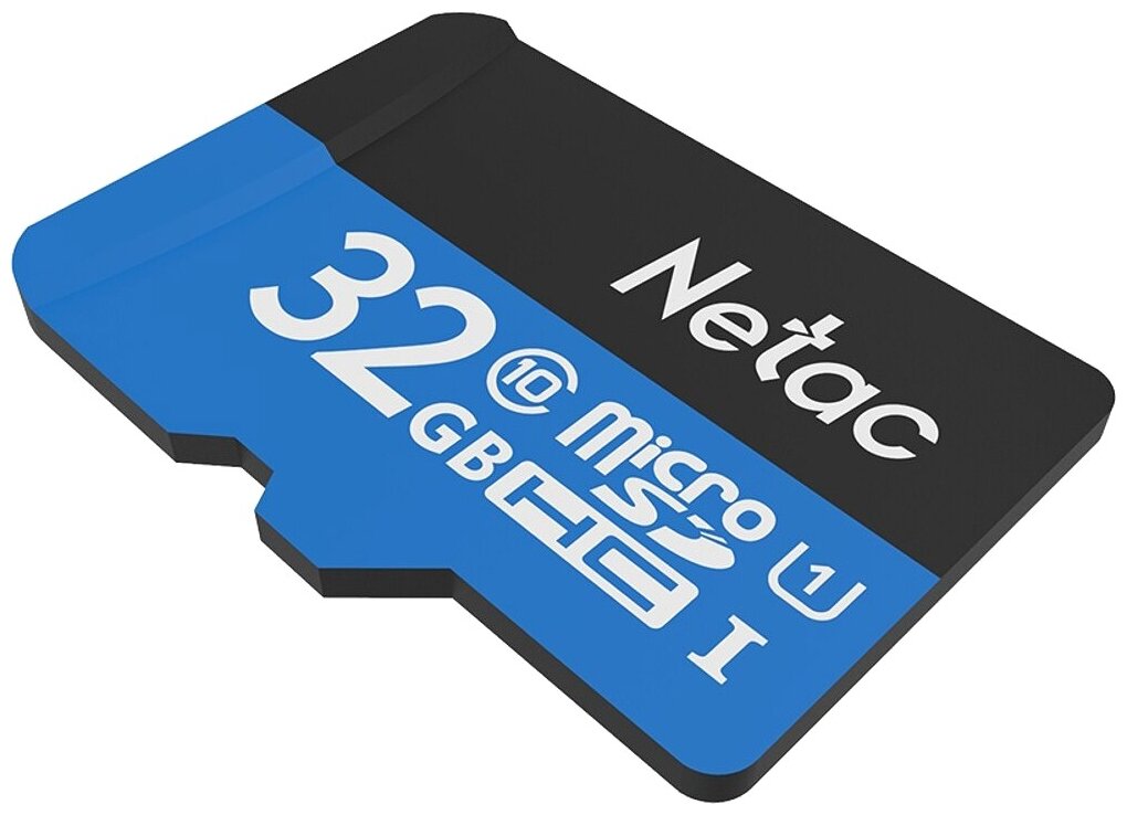 Карта памяти Netac P500 Standard, Micro SDHC, 32 ГБ, SD адаптер, UHS-I U1, черный (NT02P500STN-032G-R) — фото 1