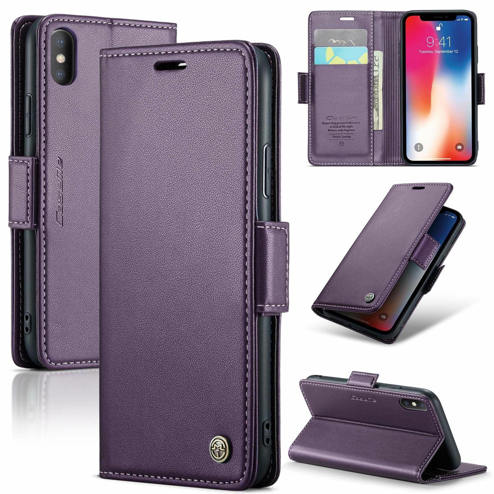 Подходит для Apple iPhone X / iPhone XS (Айфон Х / Айфон ХС) кронштейн ретро - PU магнитное затвор сейсмостойкий кожаный чехол