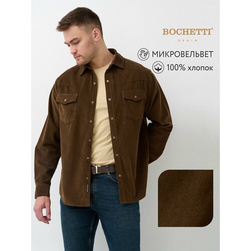 фото Рубашка bochetti, размер 50, темно-коричневый