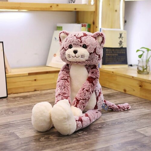 фото Мягкая игрушка кот с длинными лапами, бордовый 70 см, длинный кот плюшевая игрушка в подарок, мягкая игрушка с длинными лапами