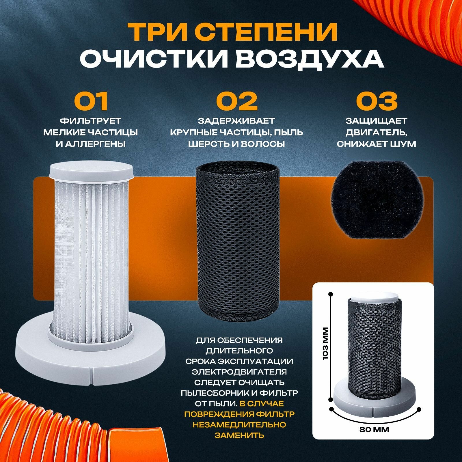 Фильтр сетчатый для вертикального пылесоса Deerma DX700 DX 700S 3 шт. — фото 1