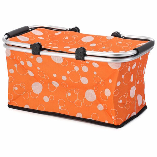 Термосумка складная с алюминиевым каркасом CB-7046-1 с принтом оранж, 48*27*24см