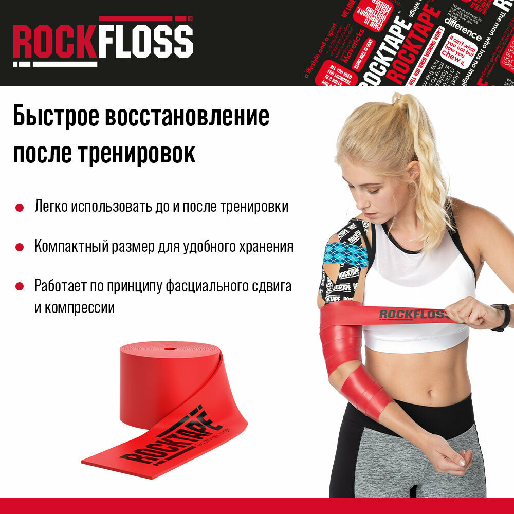 Эластичная лента Rocktape RockFloss, 5 см х 2,10 м, многоразовая — фото 1