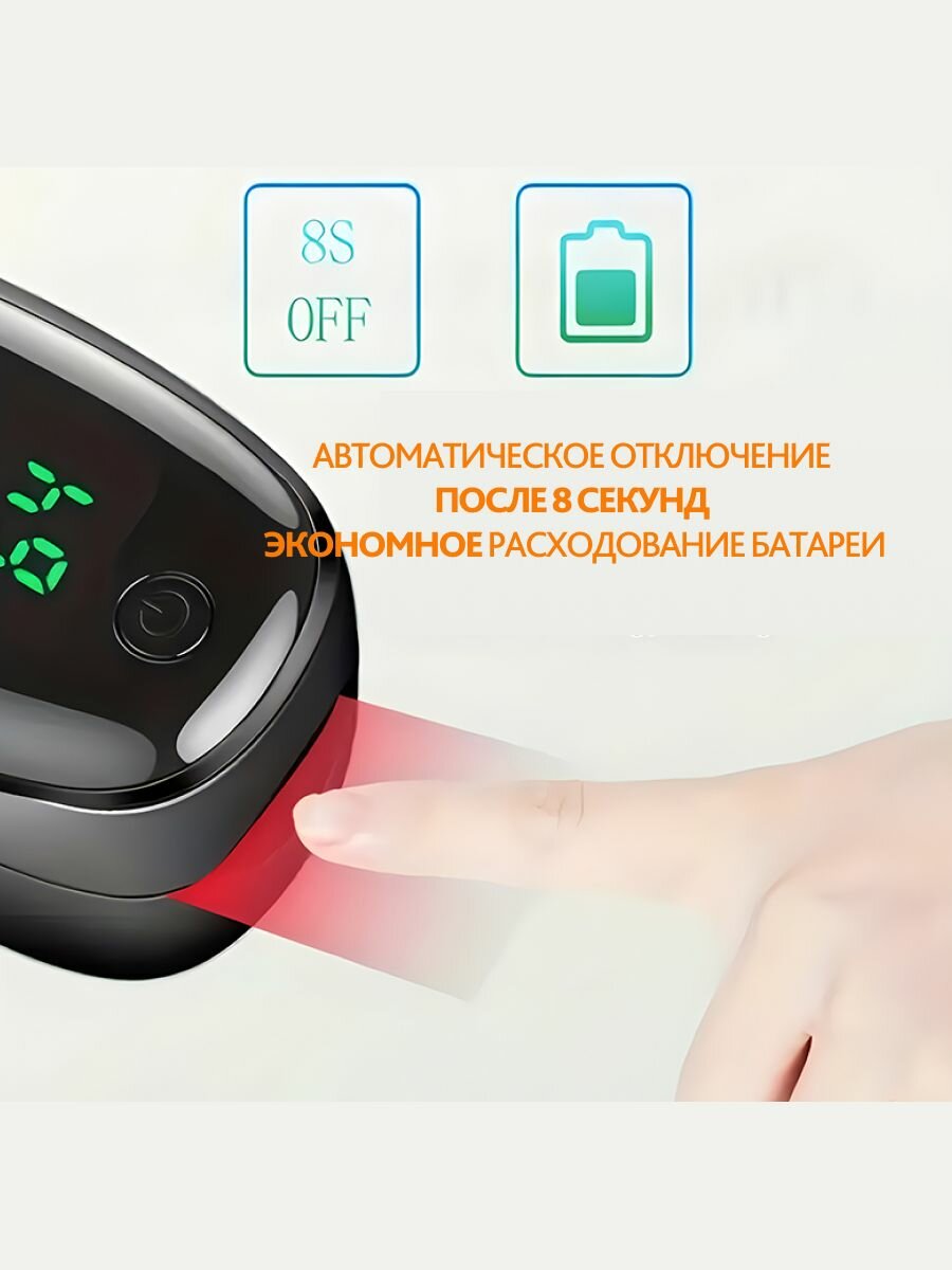 Изображение Пульсоксиметр LIKU, для пальца, медицинский, батарейки AAA, 2 шт.