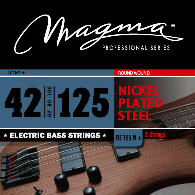 Струны для 5-струнной бас-гитары Magma Strings Low B BE155N+ 42-125