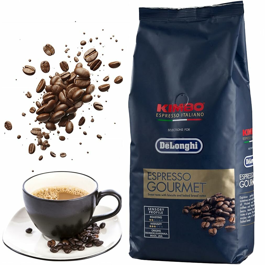 Кофе в зернах DeLonghi Kimbo Espresso Gourmet 80% арабика 20% робуста, 1 кг (DLSC609)