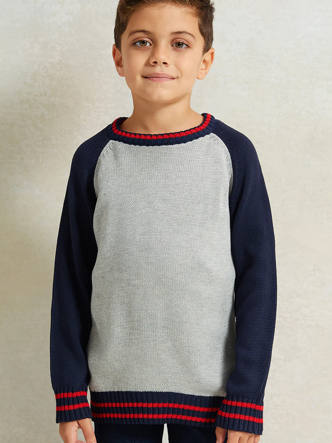 Пуловер REDTAG, размер 7-8 лет, серый — фото 1