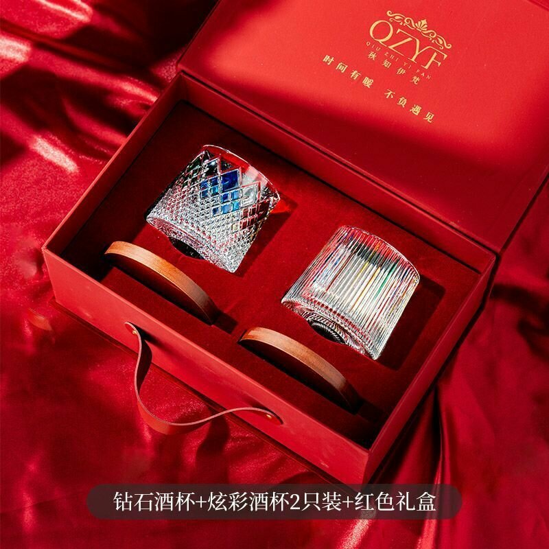 Набор подарочных стеклянных кружек QZYF Autumn Zhi Yi Fan с росписью, вращающиеся, легкая роскошь, высококачественные кружки для пар, новые свадебные сувениры