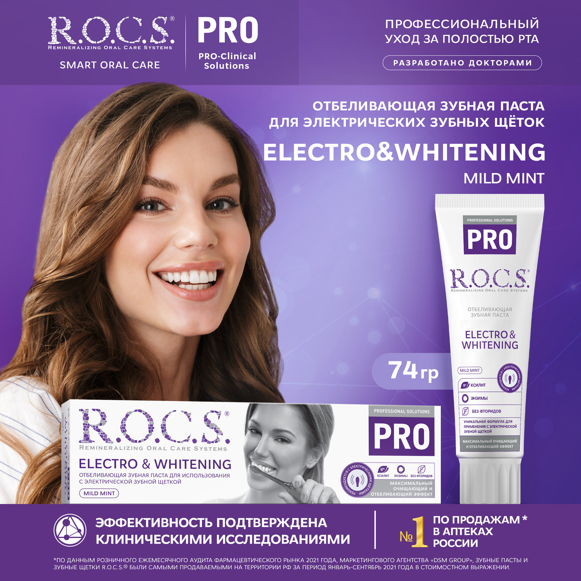   R.O.C.S. PRO Electro&Whitening Mild Mint, 74 