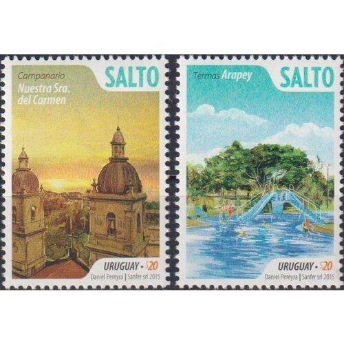 Почтовые марки Уругвай 2015г. Туризм - Сальто Церкви, Туризм, Водоемы MNH