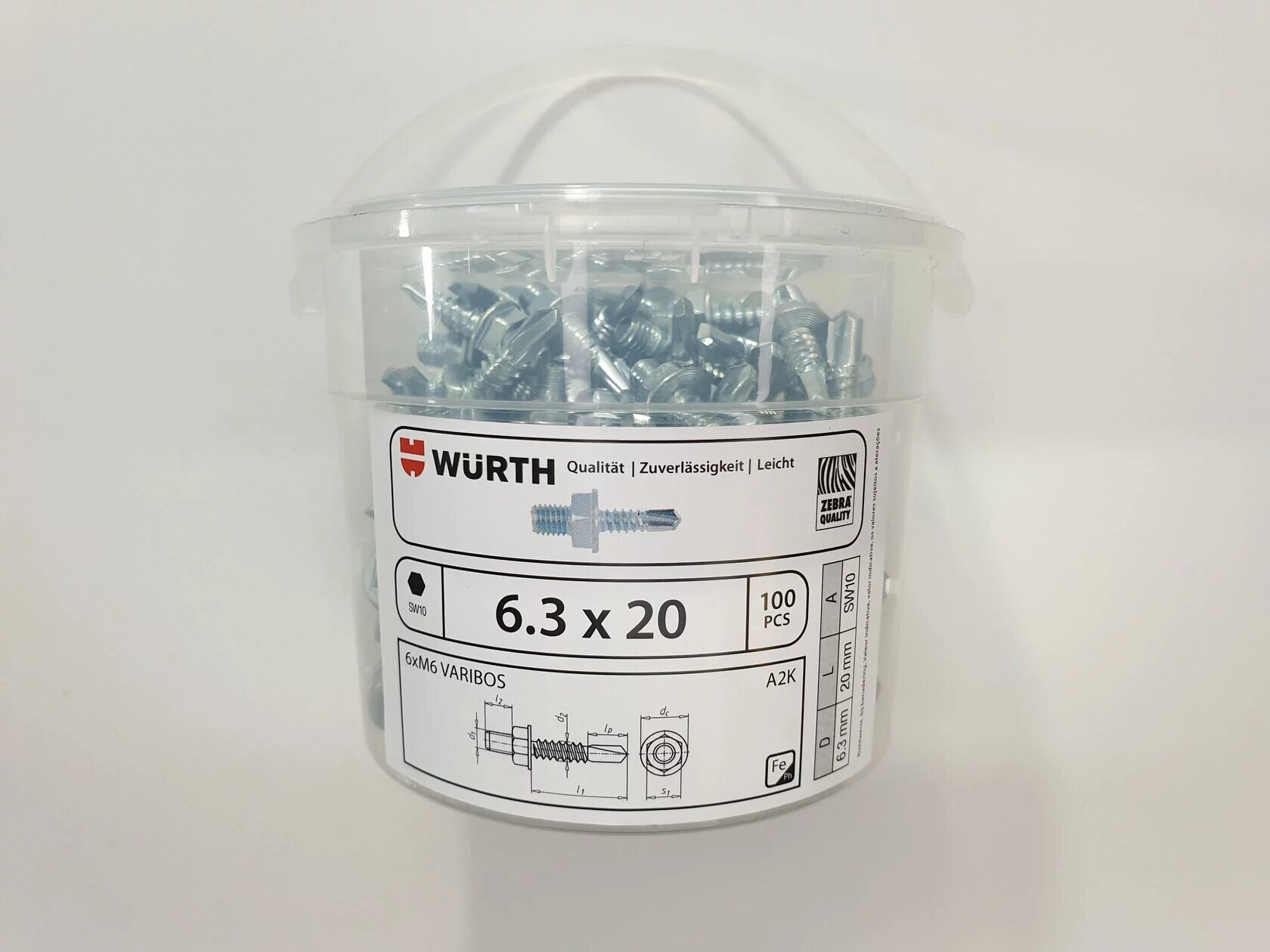 фото Самосверлящий винт Varibos 6.3x20 6xM6 (100 pcs) WURTH, Германия