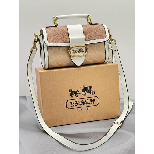 Сумка кросс-боди  29-62, фактура матовая, белый, коричневый