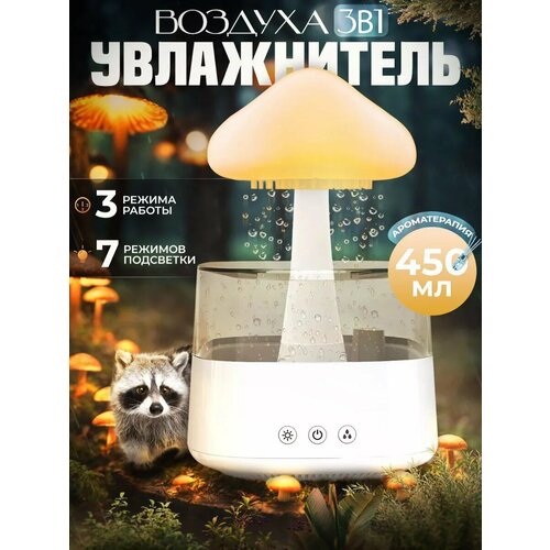 Увлажнитель воздуха гриб настольный с разноцветной подсветкойаромадиффузорМини увлажнитель воздухаНочникдля дома 464000₽