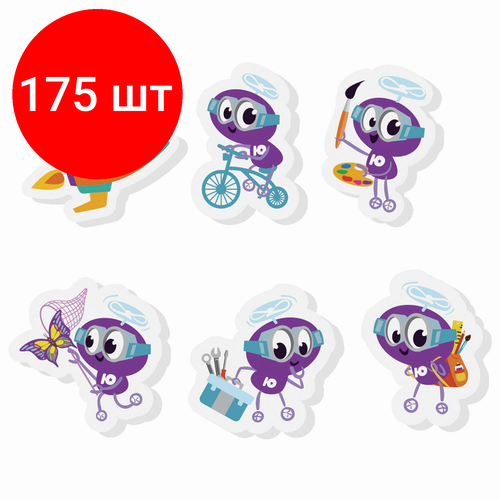 Комплект 175 шт Ластик фигурный юнландия Юнландик 45х30х8 мм ассорти 228716 3678₽