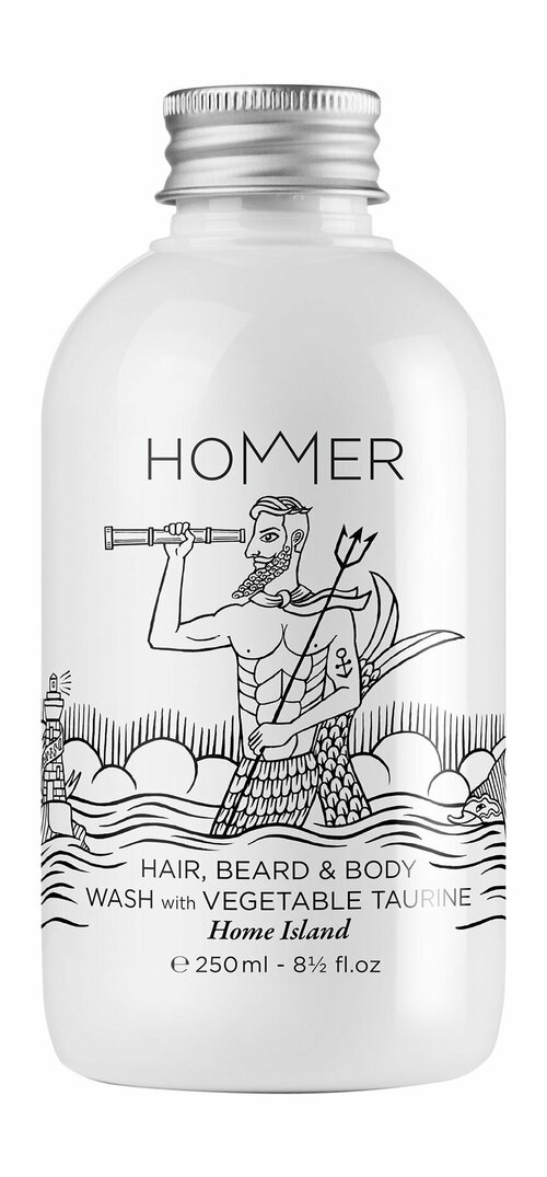 Парфюмированный гель для душа для волос, тела и бороды / Hommer Home Island Hair, Beard & Body Wash