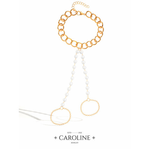 фото Слейв-браслет caroline jewelry, жемчуг имитация, размер 24 см, золотой