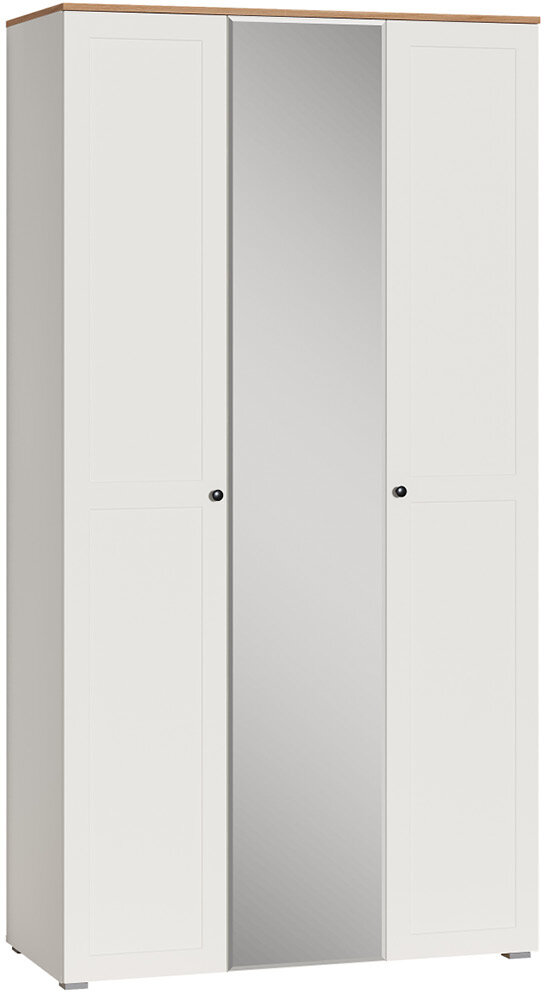 фото Шкаф 3х ств. с зеркалом Моби Остин 13.336.03 цвет Белый шагрень/ дуб крафт золотой ШхГхВ 120х54,6х229,8 см, ун. сборка