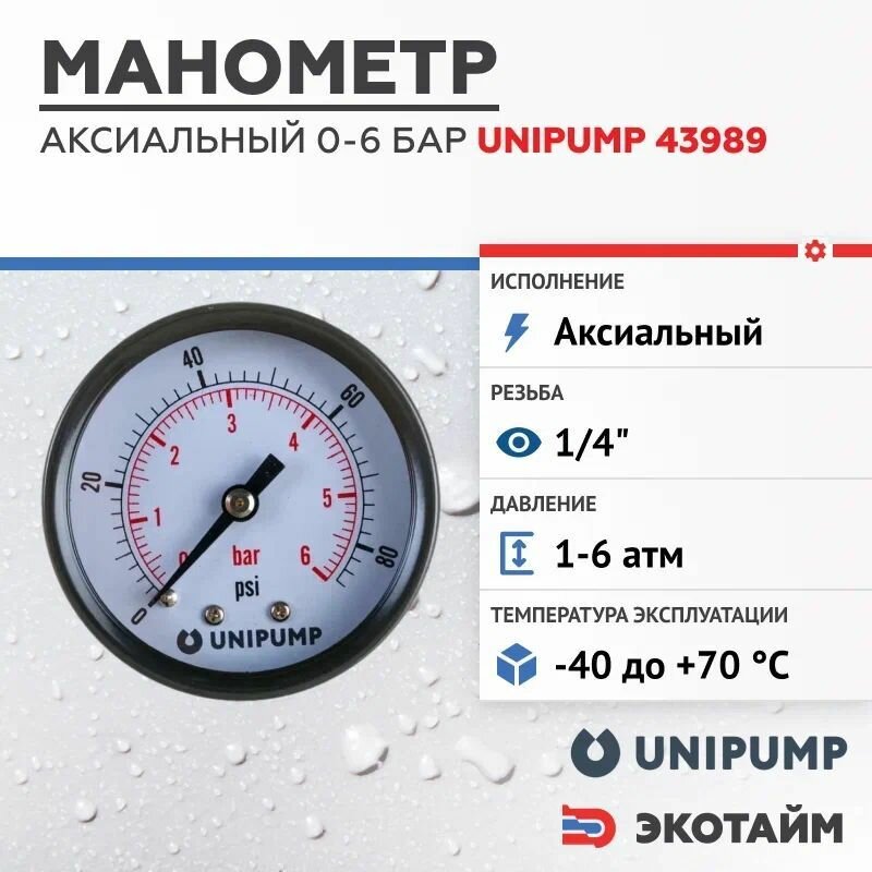 Аксиальный манометр UNIPUMP - фото №11