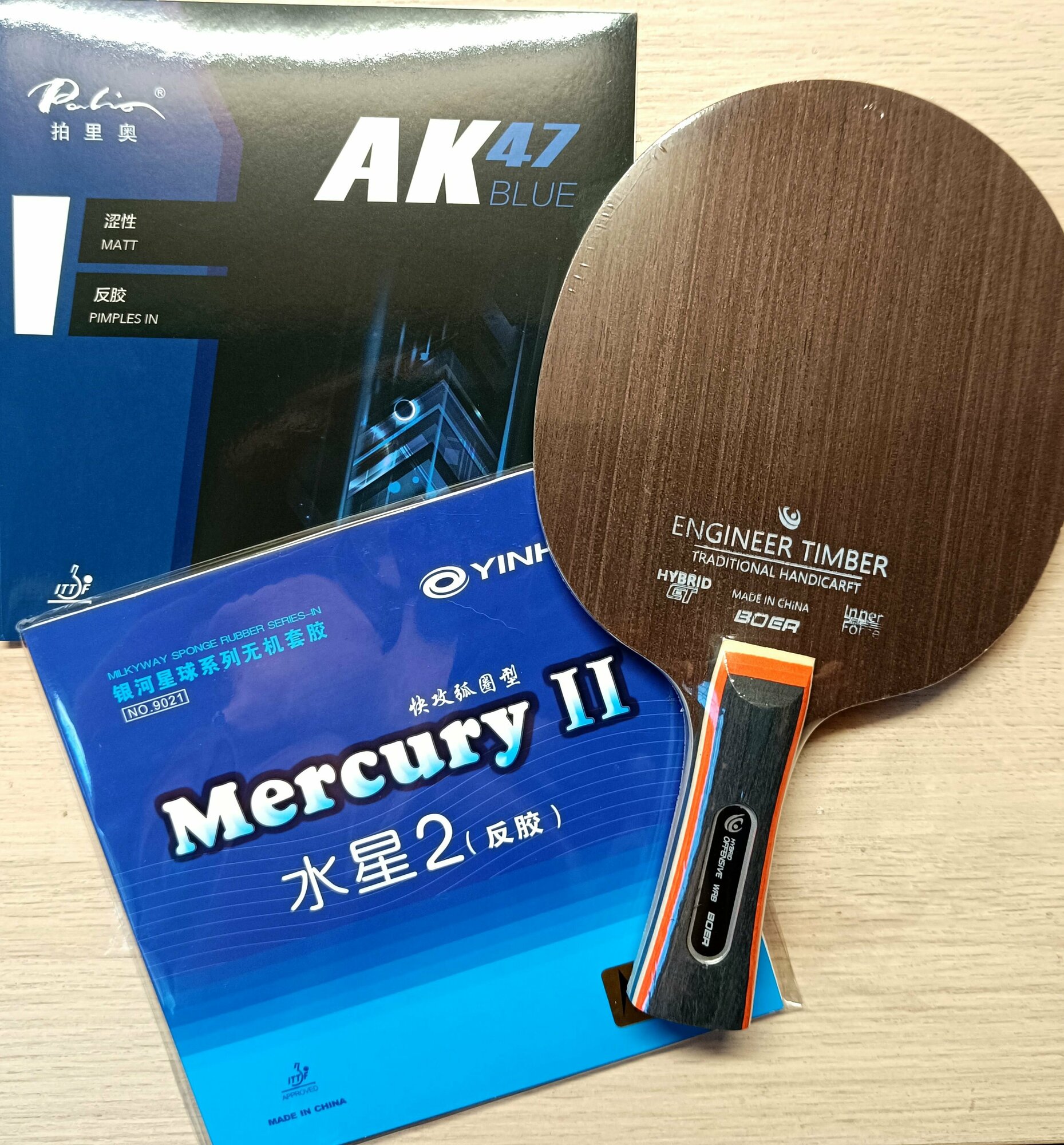 фото Ручная сборка! Ракетка для настольного тенниса / Palio AK-47 BLUE + yinhe mercury 2