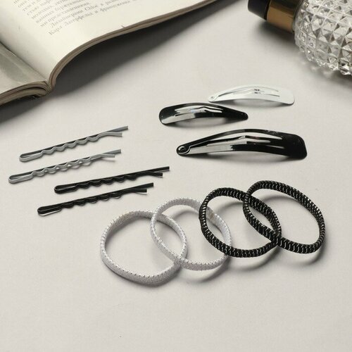 Набор для волос Классика 6 шт-45 см8 шт-6 см2 шт-85 см8 резинокчёрно-белый 441₽