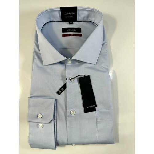 фото Рубашка seidensticker, размер 47 ворот , размер 3xl, голубой