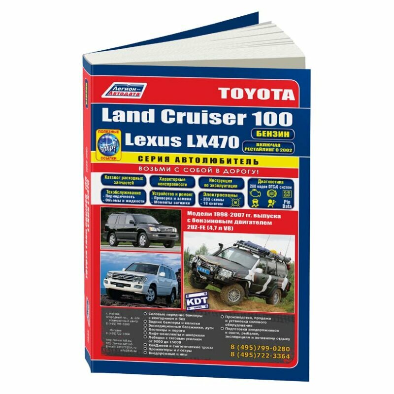 Toyota Land Cruiser 100. Lexus LX470. Модели 1998-2007 гг. выпуска с бензиновым двигателем 2UZ-FE (4,7 V8). Включая рестайлинг модели с 2002. Руководство по ремонту и техническому обслуживанию (+ поле - фото №3