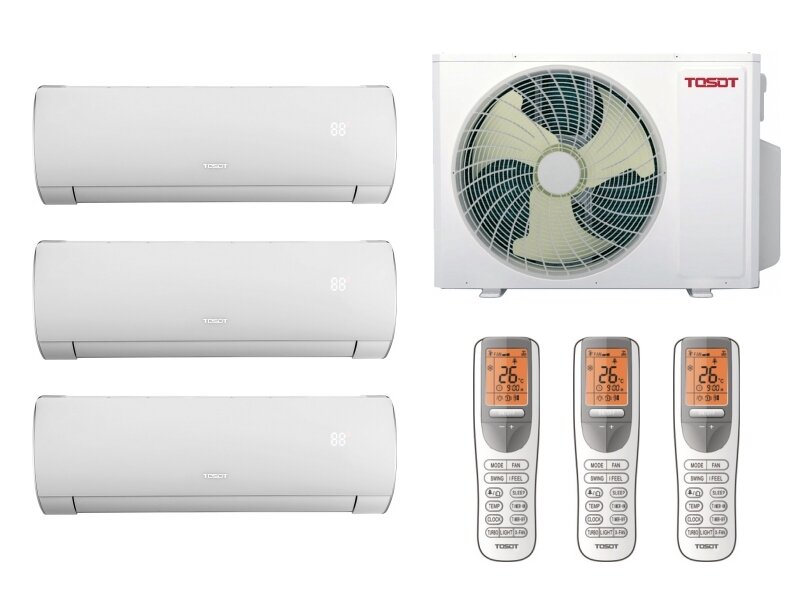 Мульти сплит-система на 3 комнаты Tosot T21H-FMA/O + T07H-SLyRA/I * 3 шт. Lyra Inverter R32 (20м2 + 20м2 + 20м2)