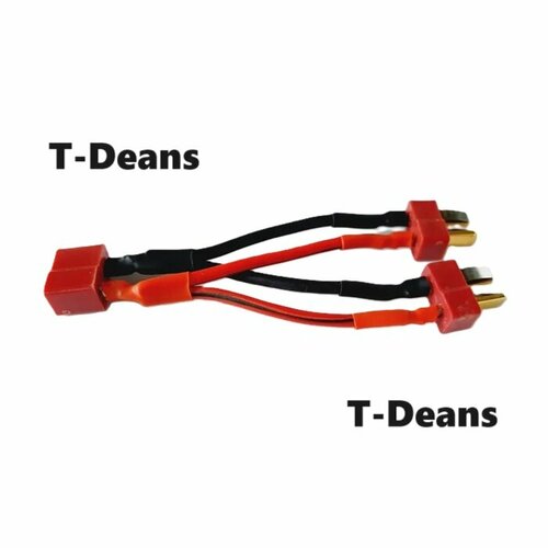 Переходник разветвитель Y-кабель T-Deans на T-plug (мама / папа) 199 разъемы Y-образный кабель питания T Dians красный на T-plug, Т Динс переходник разветвитель y кабель t deans на xt60 мама папа 188 разъемы y образный кабель питания xt60 t plug т динс штекер