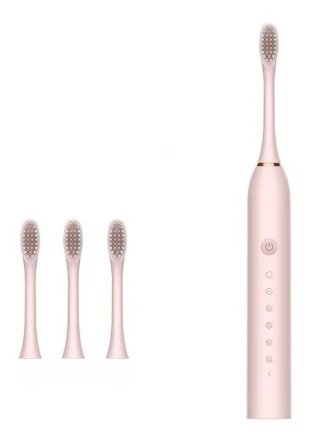 Электрическая зубная щётка , Звуковая электрическая зубная щетка с 4 насадками и 6 уникальными режимами. Цвет - розовый