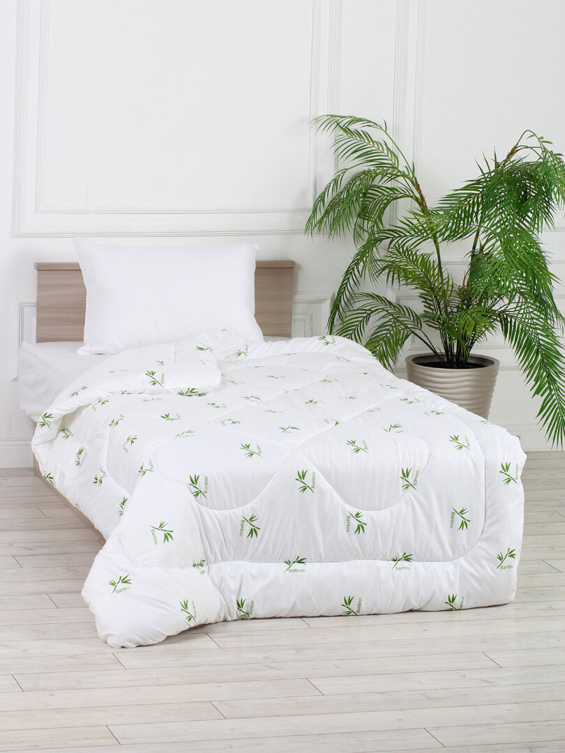Одеяло 1,5 спальное Mona Liza Classic Бамбук тик, 140 х 205 см, белый