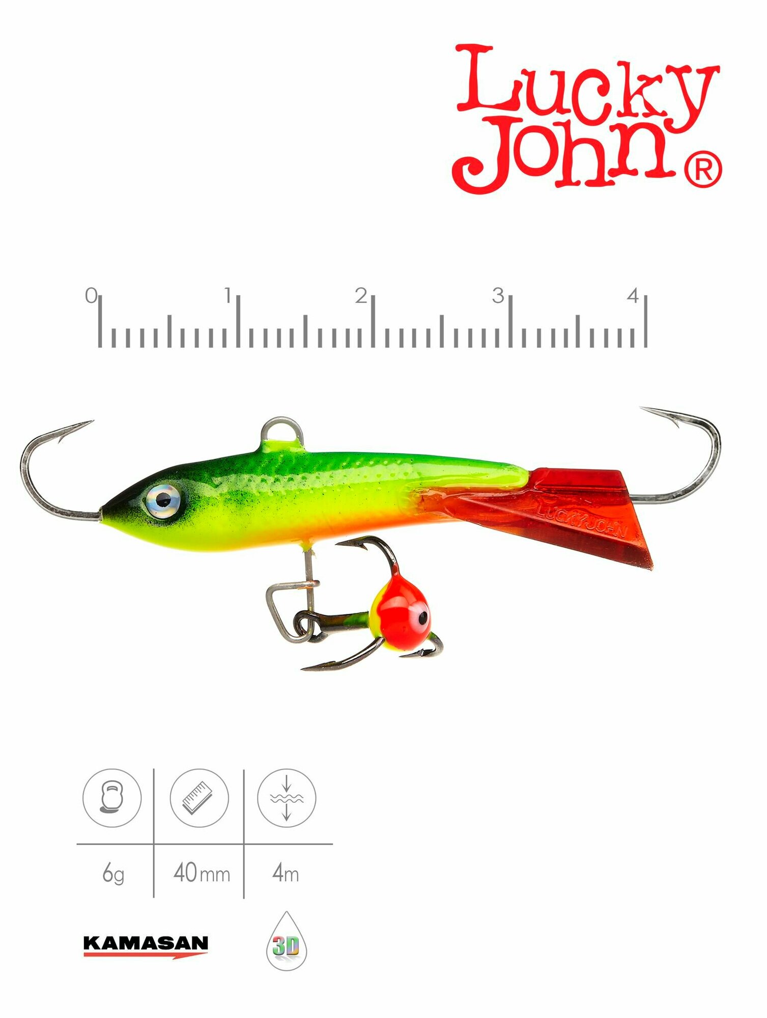 Балансир Lucky John Classic №4 26RT с тройником длина 40 мм вес 6 г — фото 1