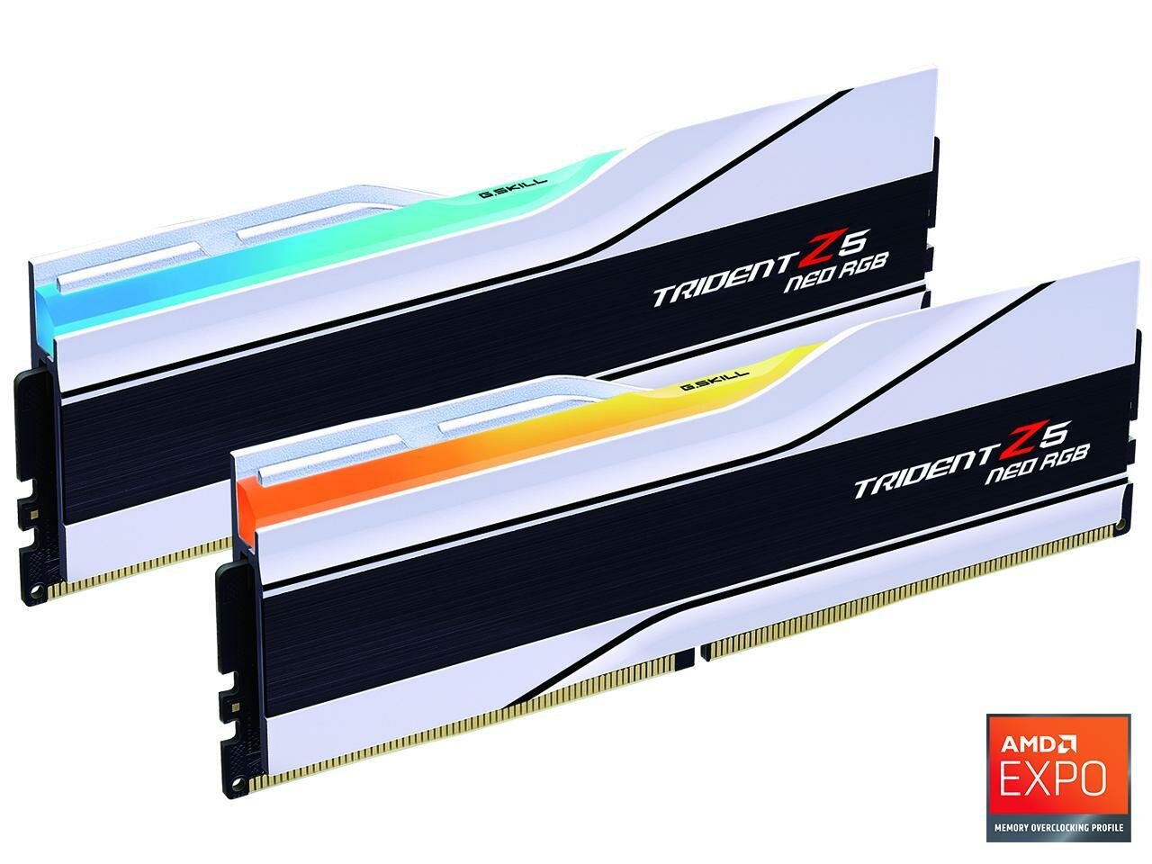 Оперативная память G.SKILL Trident Z5 Neo RGB Series AMD EXPO DDR5 6000 (PC5 48000) DIMM 288 pin 64 ГБ (32 ГБ 2 шт.) 1.4 В CL30 тайминги 30-36-36-96 F5-6000J3036G32GX2-TZ5NRW белый