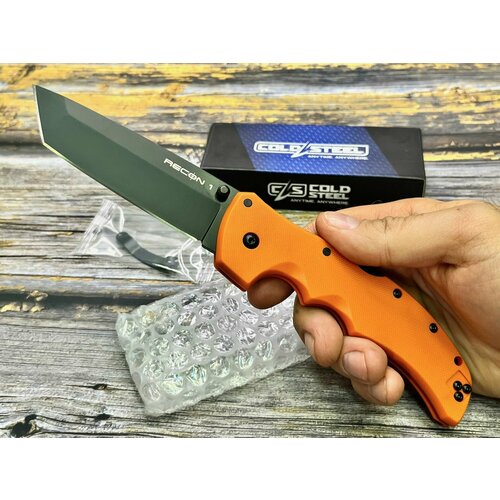 Нож складной Cold Steel CS27BTORBK Recon 1 Tanto, Orange Handle cold steel нож mini tac tanto сталь aus 8a рукоять g10 49htf