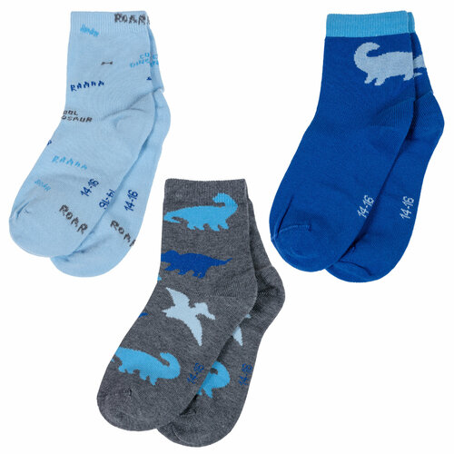 Носки RuSocks 3 пары, размер 16-18, голубой, серый носки rusocks 3 пары размер 16 18 серый синий