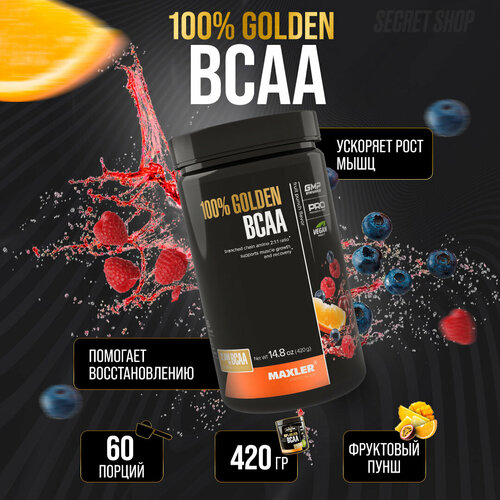 фото Аминокислоты golden bcaa maxler 420 гр, фруктовый пунш