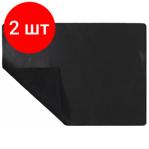 Комплект 2 штук Коврик на стол Attache Selection 30х42см натуральная кожа Hand made черный 4721₽
