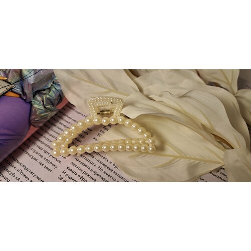 Жемчужный крабик пластиковый зажим для волос с объемными бусинами