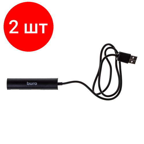 Комплект 2 штук, Разветвитель USB 2.0 Buro BU-HUB4-0.5R-U2.0 4порт. черный разветвитель usb 2 0 buro bu hub4 u2 0 slim 4 порта черный