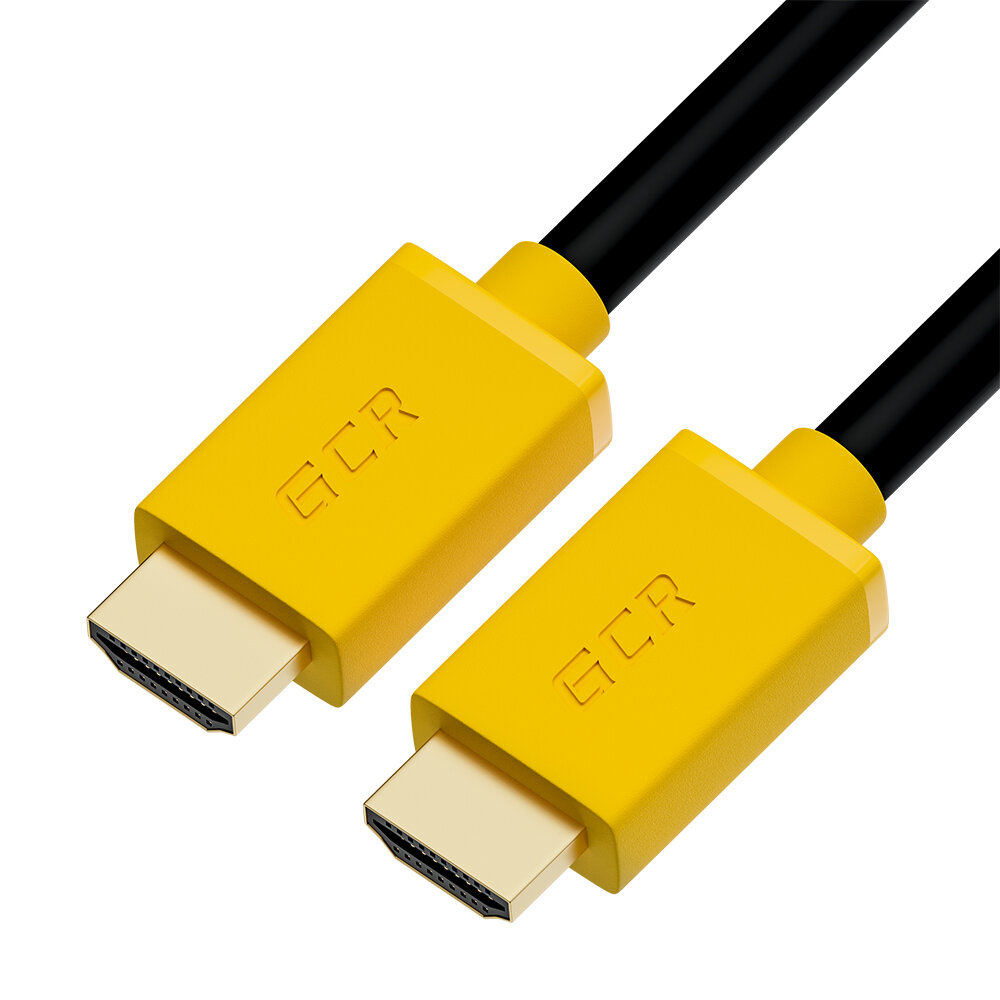 Greenconnect HDMI (m) - HDMI (m) 0.3м Greenconnect Кабель 0.3m HDMI версия 2.0, HDR 4:2:2, Ultra HD, 4K 60 fps 60Hz/5K*30Hz, 3D, AUDIO, 18.0 Гбит/с, 28/28 AWG, OD7.3mm, тройной экран, черный, желтые коннекторы, GCR-HM441-0.3m GCR-HM441-0.3m