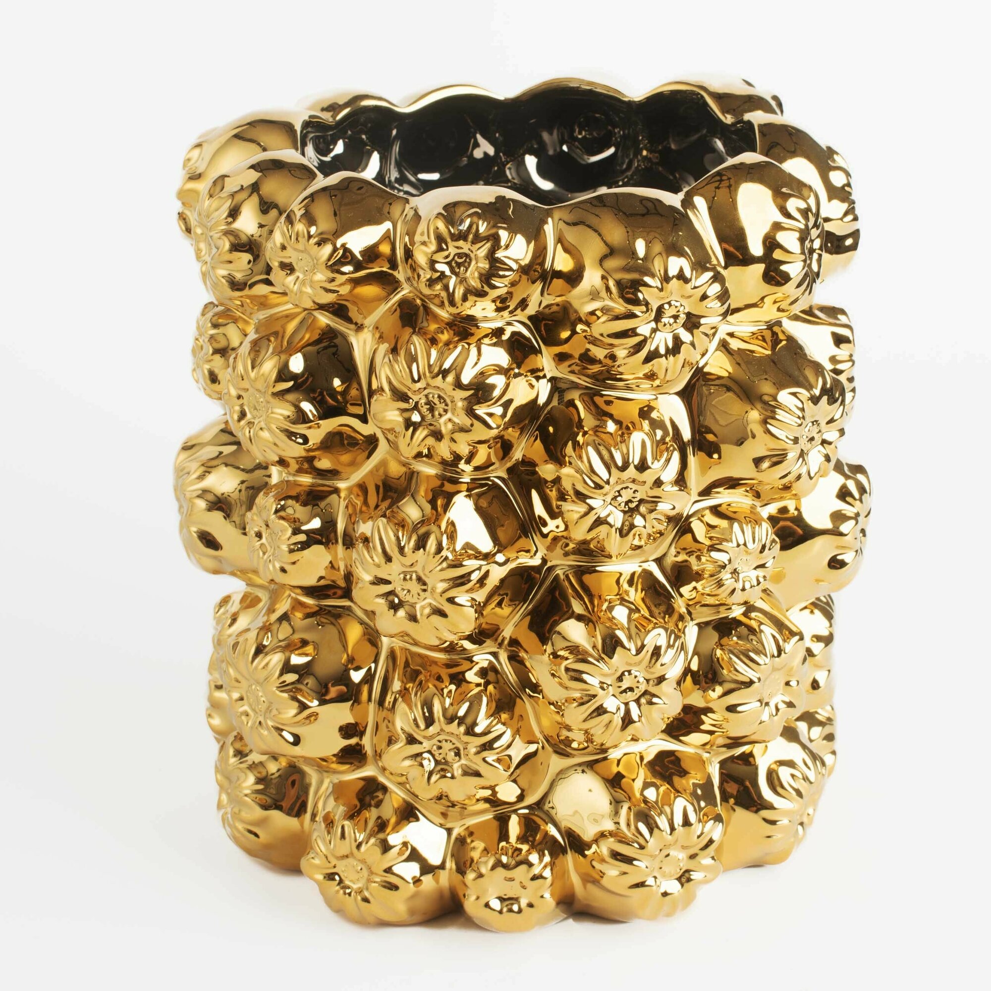 Ваза для цветов Kuchenland 19 см декоративная керамика золотистая Цветы Bloome