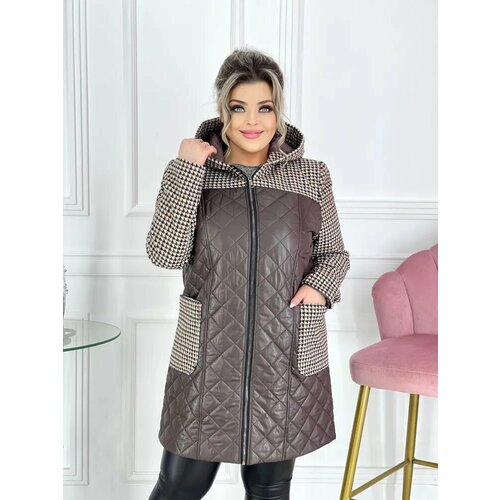 фото Куртка tango plus, размер 52, коричневый, бежевый