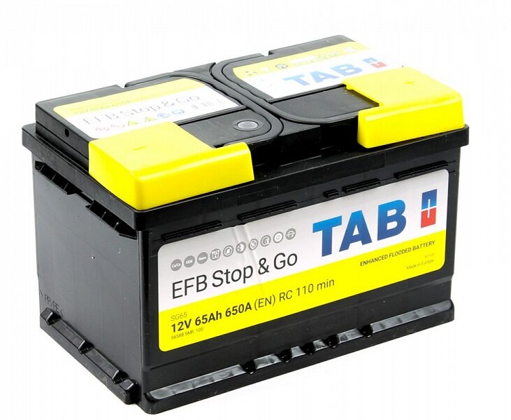 Аккумулятор автомобильный TAB EFB 65.0 Ah 650 A STOP&GO 212065 ОП низ 278x175x175
